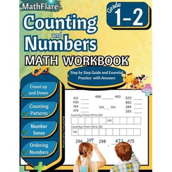 Counting and Numbers Math Workbook 1st and 2nd Grade: Skip Counting, Comparing N - Picture 1 of 1